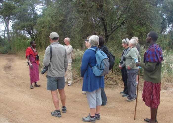 group walk with guide in Kenya